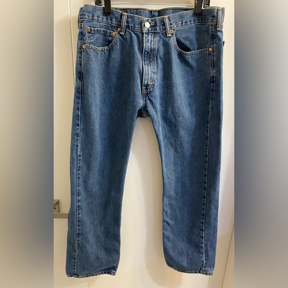 👛5/$50 Levi’s 505 Mens Regular Fit‎ Medium Wash Blue Jeans Size 36X 30